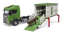 Bruder Scania Super 560R Tiertransport-LKW mit 1 Rind 4