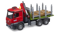 Bruder MB Arocs Holztransport LKW mit Ladekran, Greifer und 