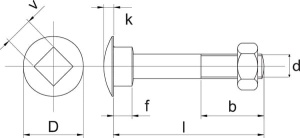 Schloßschraube 6x40 Güte 4.6 verz. mit Mutter