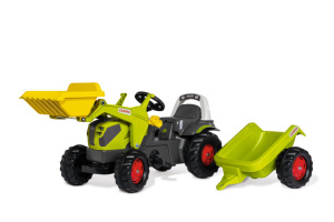 Claas AXOS 240 mit Frontlader und Anhänger