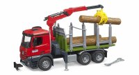 Bruder MB Arocs Holztransport LKW mit Ladekran, Greifer...