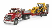 Bruder MACK Granite LKW mit Tieflader und JCB 4CX...