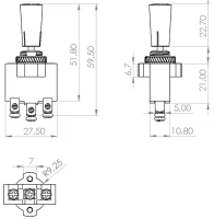Schalter, Ein-Aus-Ein, 12-24V 3 Schaltstellungen 3