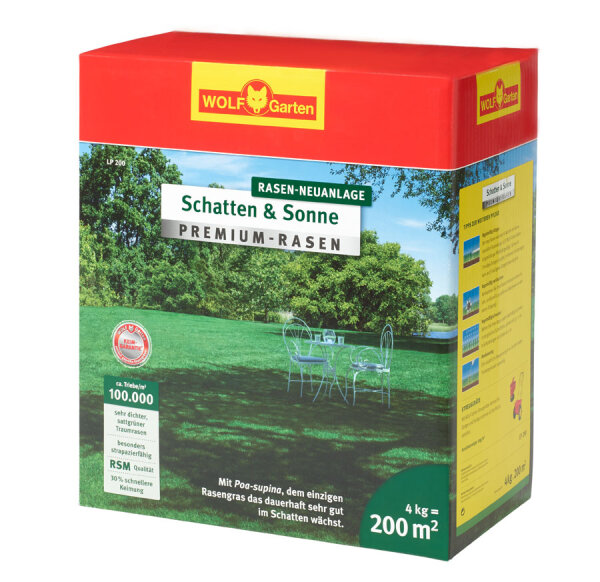 WOLF-Garten Premium Rasensamen "Schatten & Sonne" LP 200, 4 kg